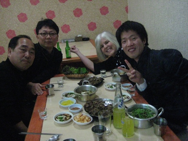 Mr. Yun, Coffee-J, me and Mr. Sun at our bulgogi dinner