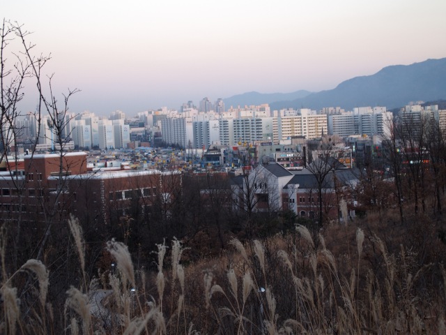 looking at the west end of Daegu, and my neighborhood, from Keimyung University