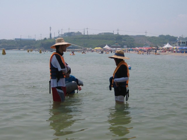 Koreans decked out at the beach